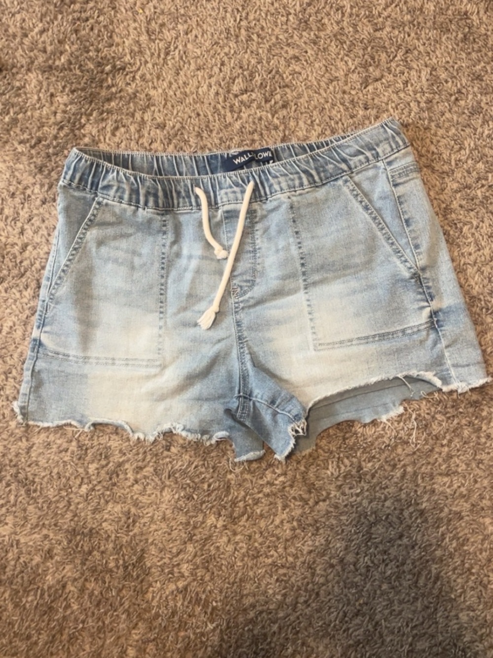 Wallflower Light Wash Denim Drawstring Shorts